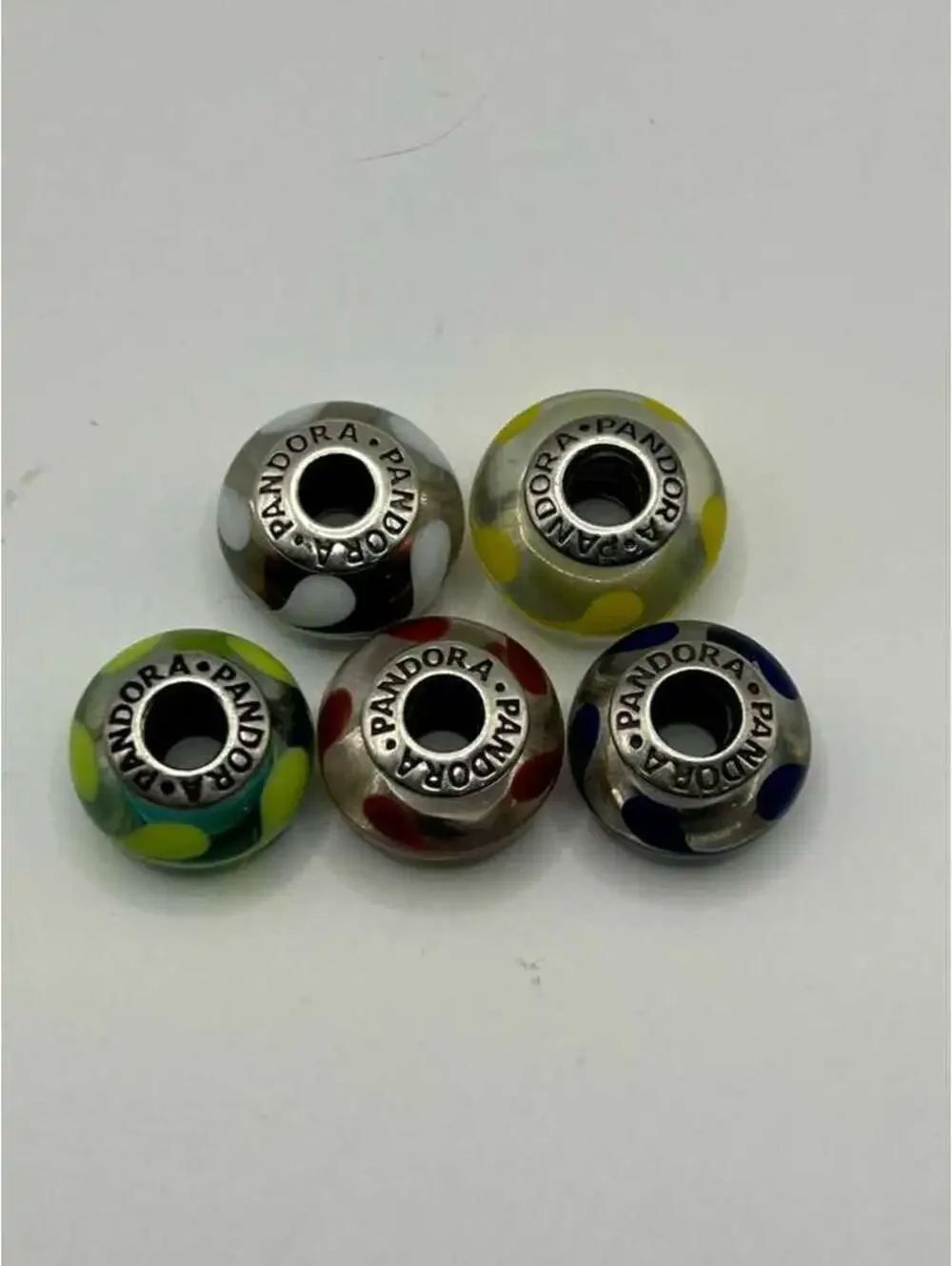 Auth. Pandora Murano Glass Charms Lot 5 S925 Beads